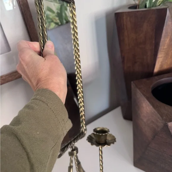 MCM brass mirror candle wall sconce - Picture 6 of 7